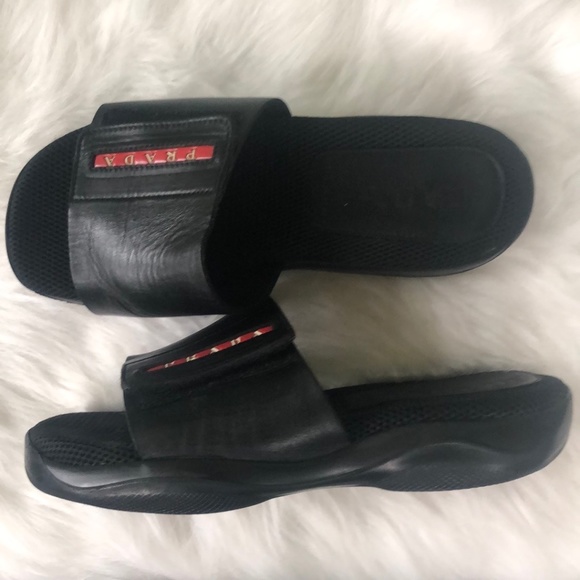 Prada Men's Slides Black Size 6 Velcro Fastener. - Picture 7 of 13